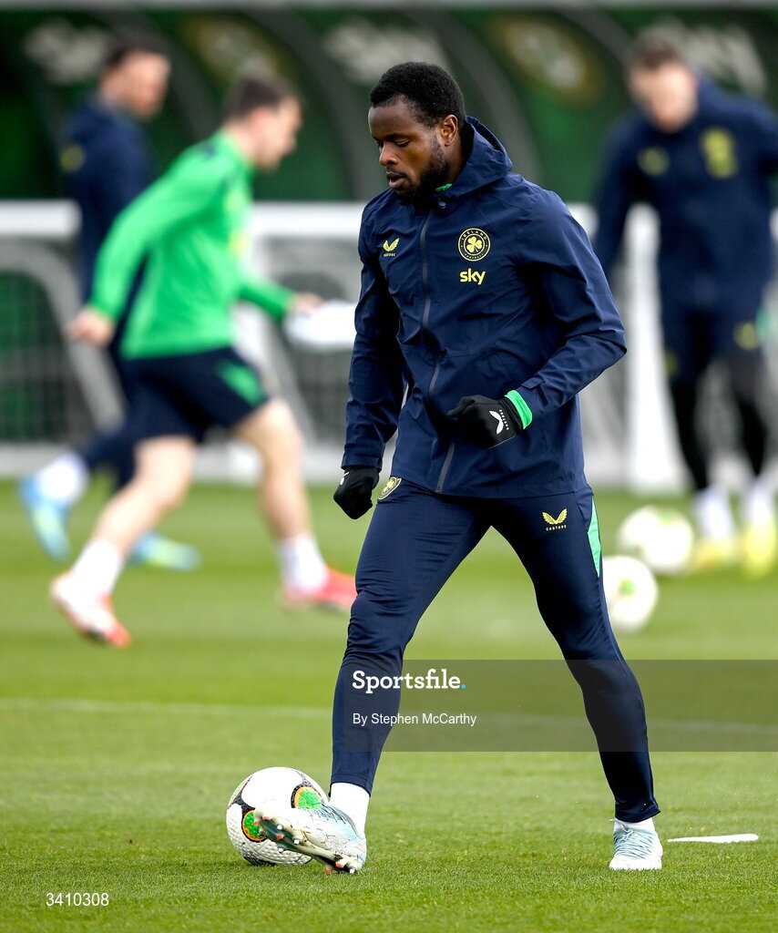 30 March 2026; Millenic Alli during a Republic of Ireland men's training session at the FAI National Training Centre in Abbotstown, Dublin. Photo by Stephen McCarthy/Sportsfile