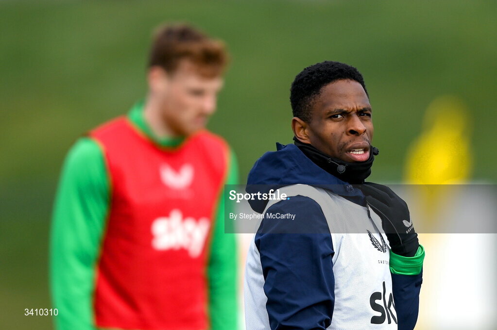 30 March 2026; Chiedozie Ogbene during a Republic of Ireland men's training session at the FAI National Training Centre in Abbotstown, Dublin. Photo by Stephen McCarthy/Sportsfile