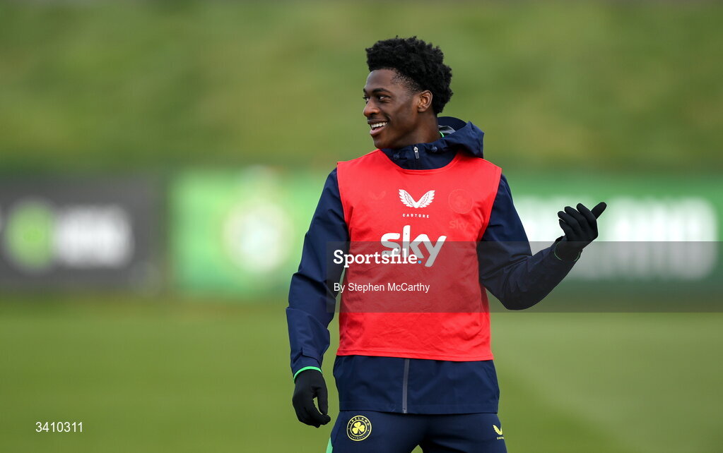 30 March 2026; James Abankwah during a Republic of Ireland men's training session at the FAI National Training Centre in Abbotstown, Dublin. Photo by Stephen McCarthy/Sportsfile