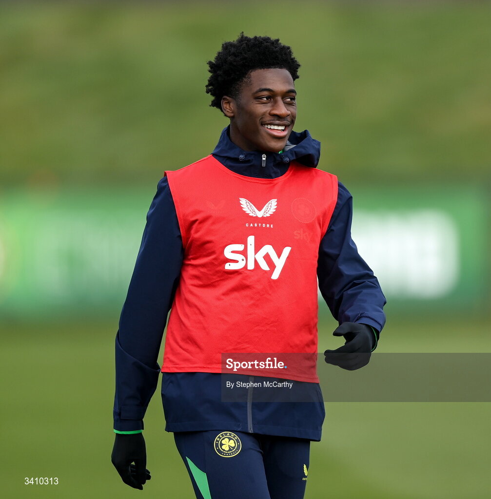 30 March 2026; James Abankwah during a Republic of Ireland men's training session at the FAI National Training Centre in Abbotstown, Dublin. Photo by Stephen McCarthy/Sportsfile