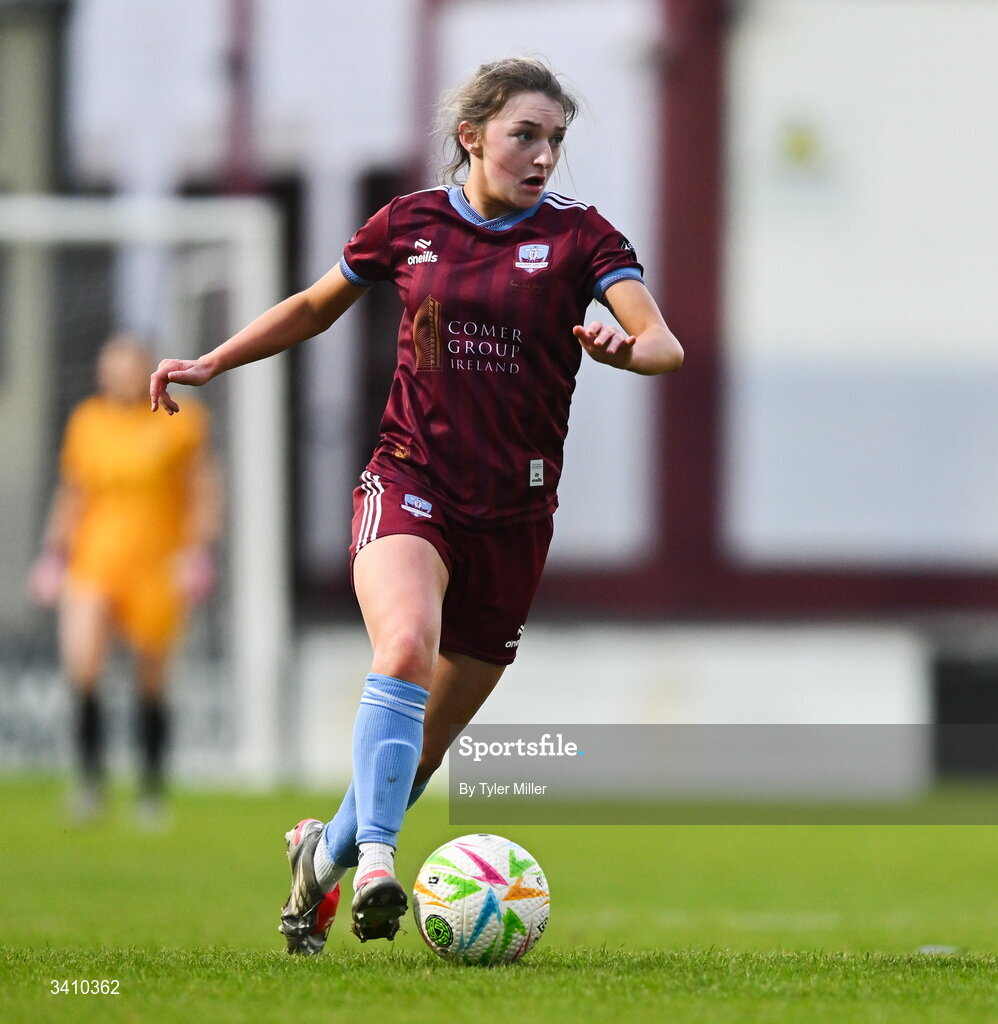 28 March 2026; Cara Griffin of Galway United during the SSE Airtricity Women's Premier Division match between Galway United and Wexford at Eamonn Deacy Park in Galway. Photo by Tyler Miller/Sportsfile