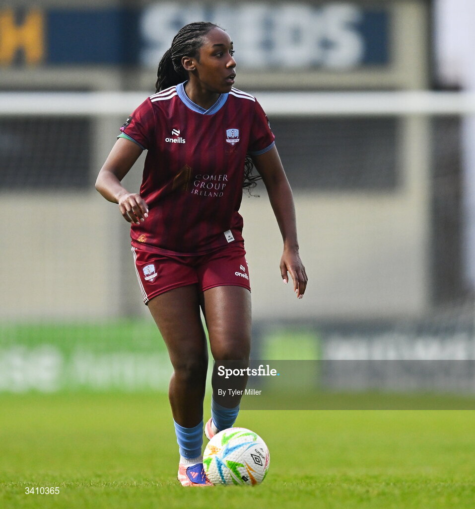 28 March 2026; Eve Dossen of Galway United during the SSE Airtricity Women's Premier Division match between Galway United and Wexford at Eamonn Deacy Park in Galway. Photo by Tyler Miller/Sportsfile