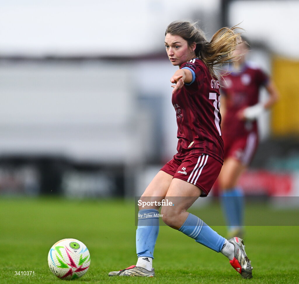 28 March 2026; Cara Griffin of Galway United during the SSE Airtricity Women's Premier Division match between Galway United and Wexford at Eamonn Deacy Park in Galway. Photo by Tyler Miller/Sportsfile