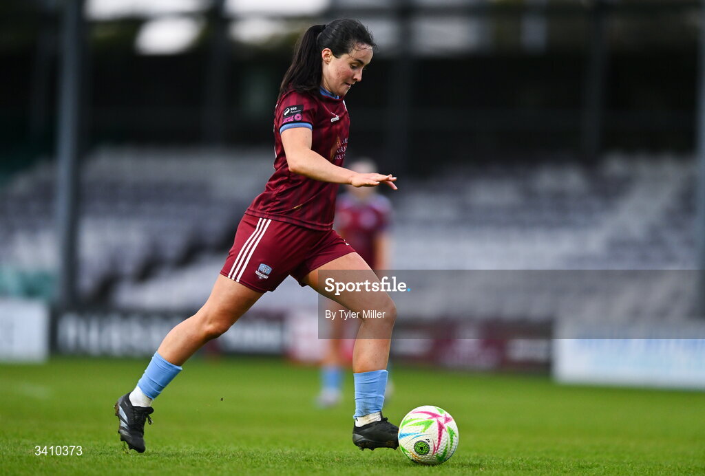 28 March 2026; Niamh Farrelly of Galway United during the SSE Airtricity Women's Premier Division match between Galway United and Wexford at Eamonn Deacy Park in Galway. Photo by Tyler Miller/Sportsfile