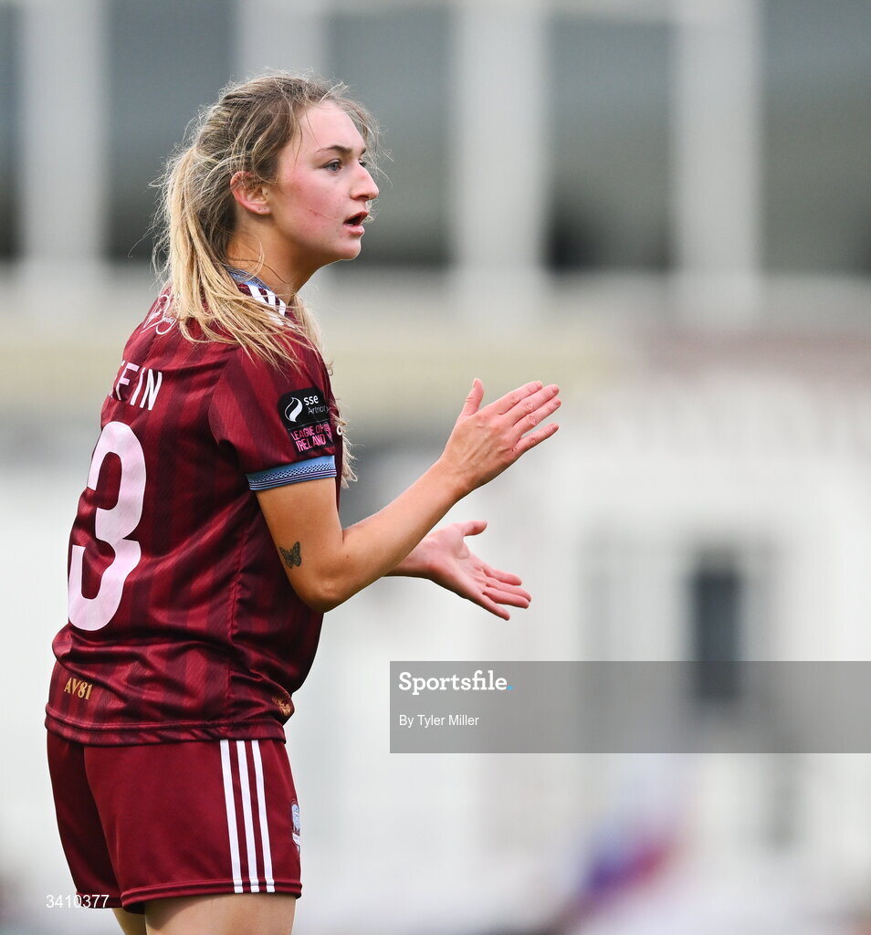 28 March 2026; Cara Griffin of Galway United during the SSE Airtricity Women's Premier Division match between Galway United and Wexford at Eamonn Deacy Park in Galway. Photo by Tyler Miller/Sportsfile