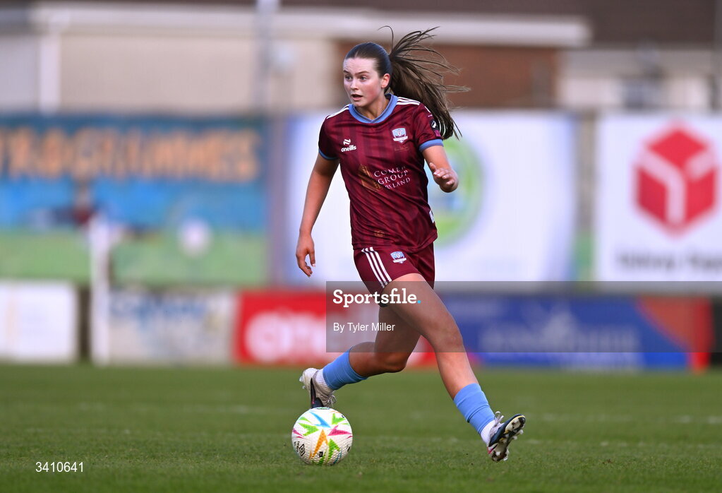 28 March 2026; Lucy Jayne Grant of Galway United during the SSE Airtricity Women's Premier Division match between Galway United and Wexford at Eamonn Deacy Park in Galway. Photo by Tyler Miller/Sportsfile