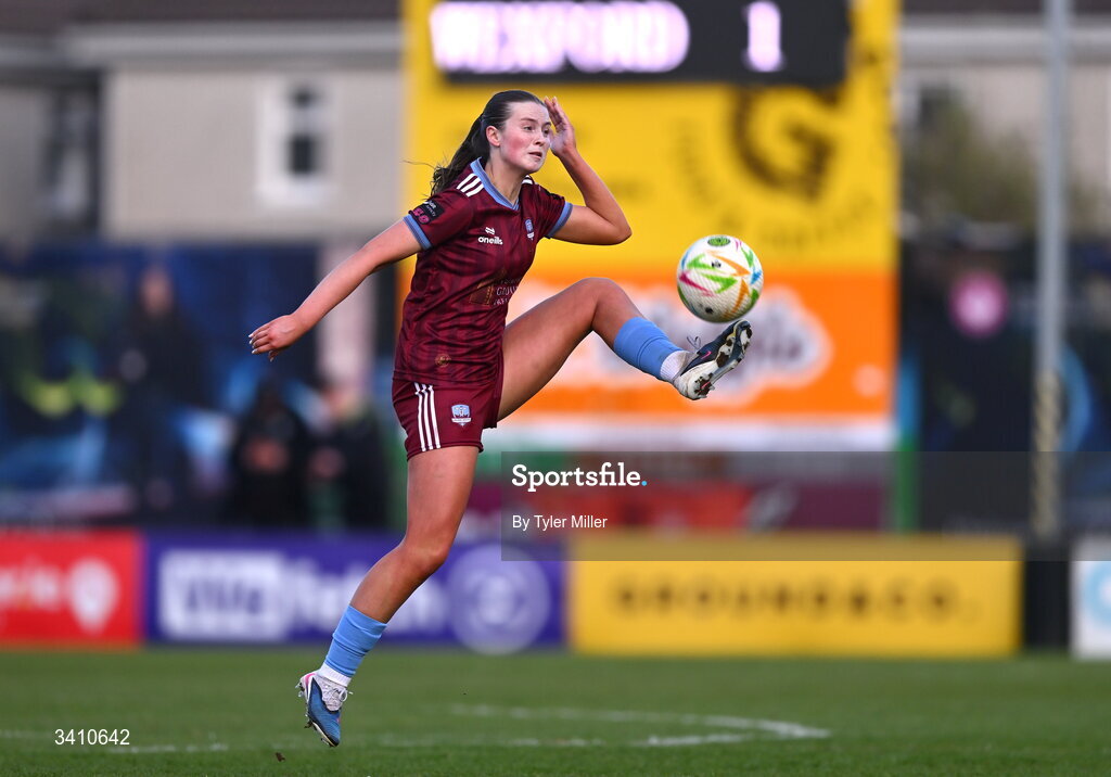 28 March 2026; Lucy Jayne Grant of Galway United during the SSE Airtricity Women's Premier Division match between Galway United and Wexford at Eamonn Deacy Park in Galway. Photo by Tyler Miller/Sportsfile