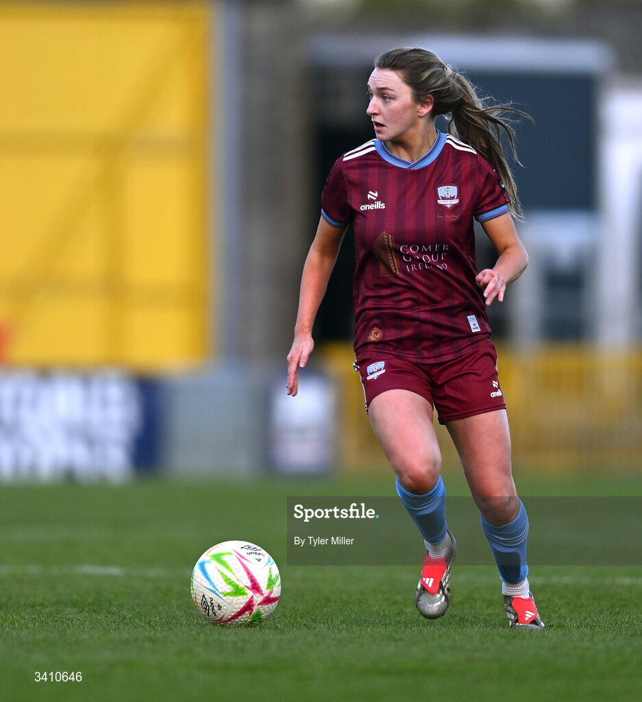 28 March 2026; Cara Griffin of Galway United during the SSE Airtricity Women's Premier Division match between Galway United and Wexford at Eamonn Deacy Park in Galway. Photo by Tyler Miller/Sportsfile