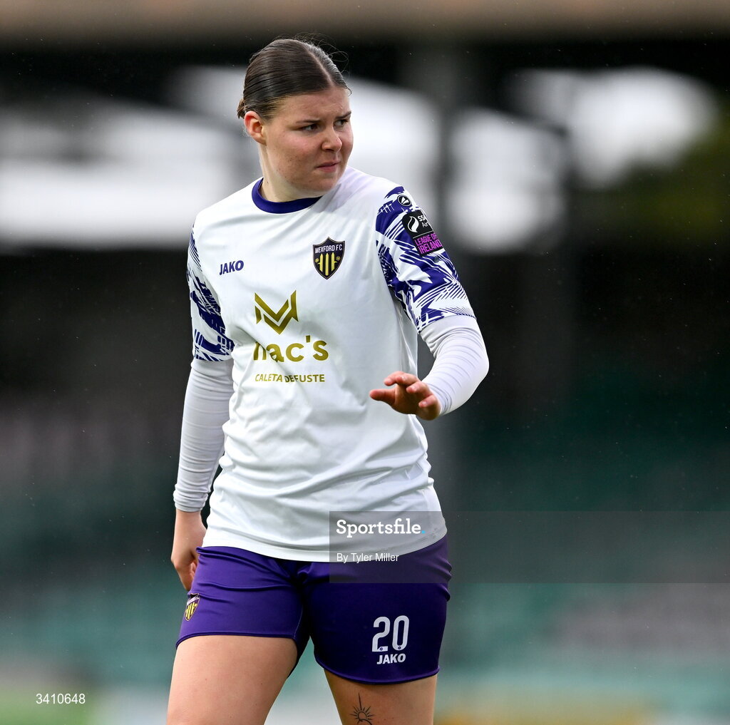 28 March 2026; Freya De Mange of Wexford during the SSE Airtricity Women's Premier Division match between Galway United and Wexford at Eamonn Deacy Park in Galway. Photo by Tyler Miller/Sportsfile