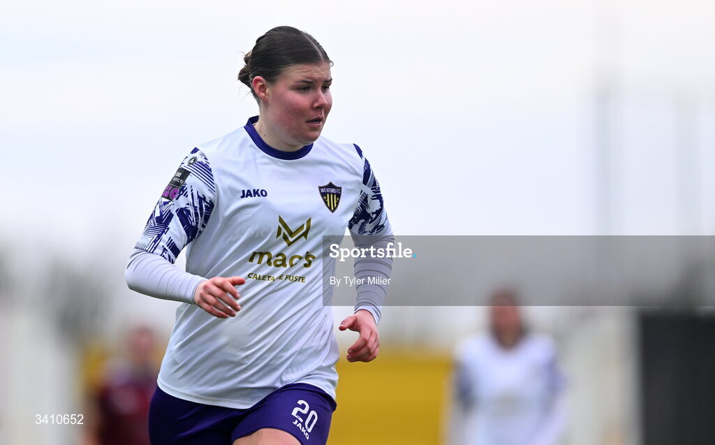 28 March 2026; Freya De Mange of Wexford during the SSE Airtricity Women's Premier Division match between Galway United and Wexford at Eamonn Deacy Park in Galway. Photo by Tyler Miller/Sportsfile