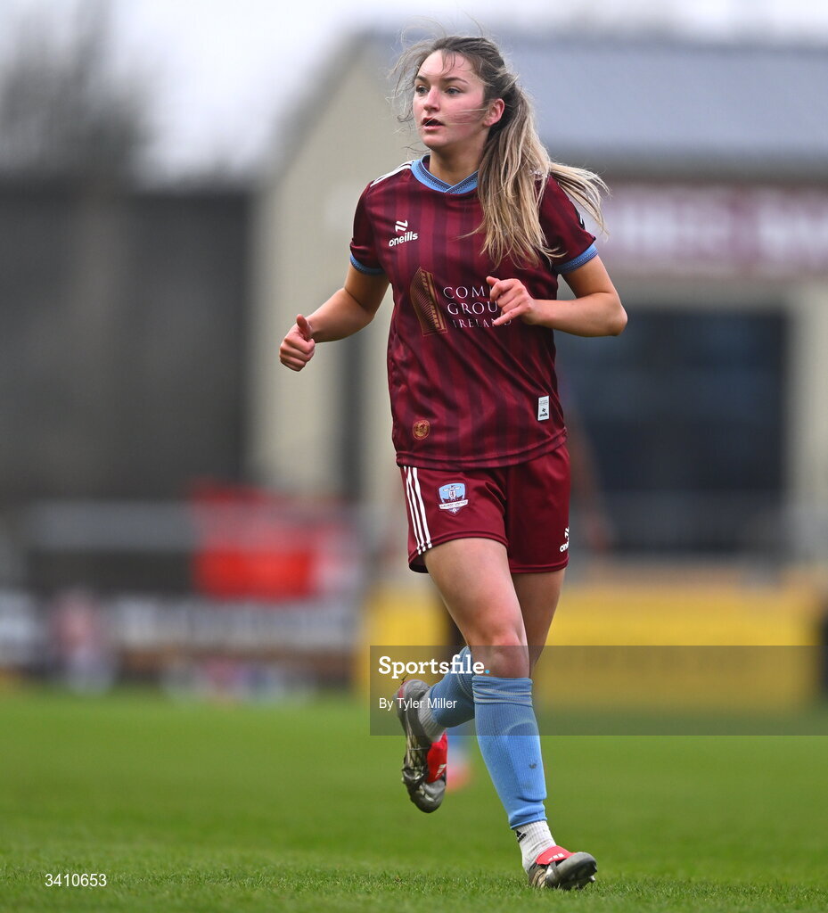 28 March 2026; Cara Griffin of Galway United during the SSE Airtricity Women's Premier Division match between Galway United and Wexford at Eamonn Deacy Park in Galway. Photo by Tyler Miller/Sportsfile