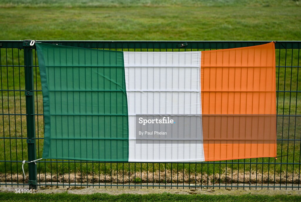 31 March 2026; The tricolour before the Girls U16 international friendly match between Repubic of Ireland and Switzerland at the FAI National Training Centre in Abbotstown, Dublin. Photo by Paul Phelan/Sportsfile