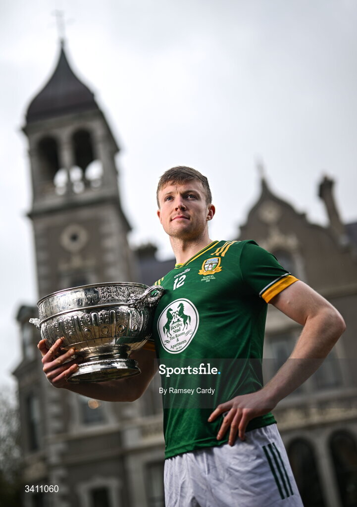 31 March 2026; Meath footballer Cian McBride during the launch of the 2026 Leinster GAA Senior Football Championships at Killashee Hotel in Naas, Kildare. Photo by Ramsey Cardy/Sportsfile