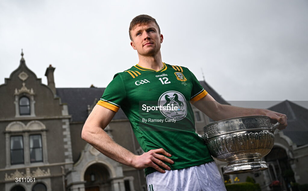31 March 2026; Meath footballer Cian McBride during the launch of the 2026 Leinster GAA Senior Football Championships at Killashee Hotel in Naas, Kildare. Photo by Ramsey Cardy/Sportsfile