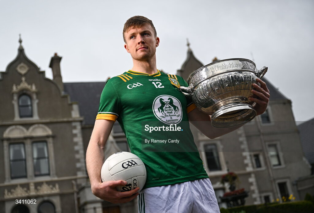 31 March 2026; Meath footballer Cian McBride during the launch of the 2026 Leinster GAA Senior Football Championships at Killashee Hotel in Naas, Kildare. Photo by Ramsey Cardy/Sportsfile