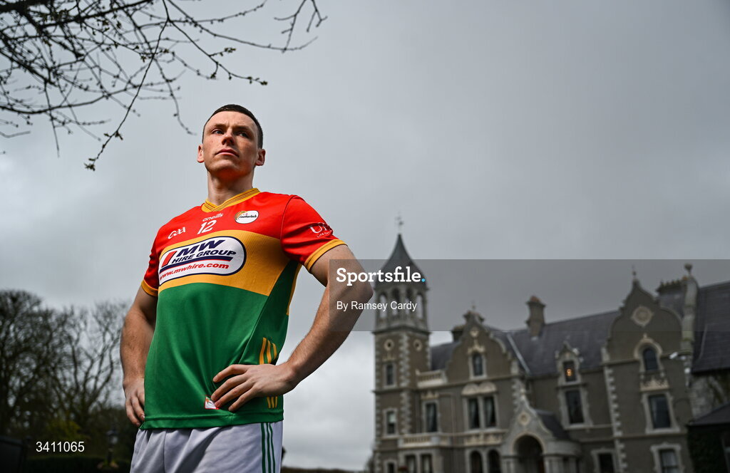 31 March 2026; Carlow footballer Mikey Bambrick during the launch of the 2026 Leinster GAA Senior Football Championships at Killashee Hotel in Naas, Kildare. Photo by Ramsey Cardy/Sportsfile