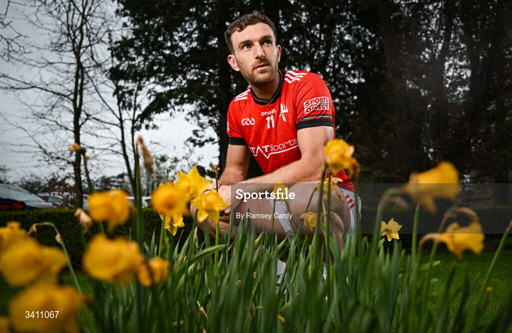 31 March 2026; Louth footballer Sam Mulroy during the launch of the 2026 Leinster GAA Senior Football Championships at Killashee Hotel in Naas, Kildare. Photo by Ramsey Cardy/Sportsfile