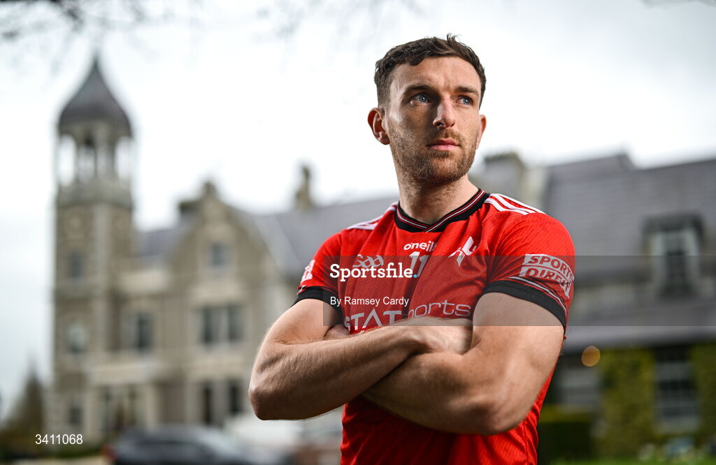 31 March 2026; Louth footballer Sam Mulroy during the launch of the 2026 Leinster GAA Senior Football Championships at Killashee Hotel in Naas, Kildare. Photo by Ramsey Cardy/Sportsfile