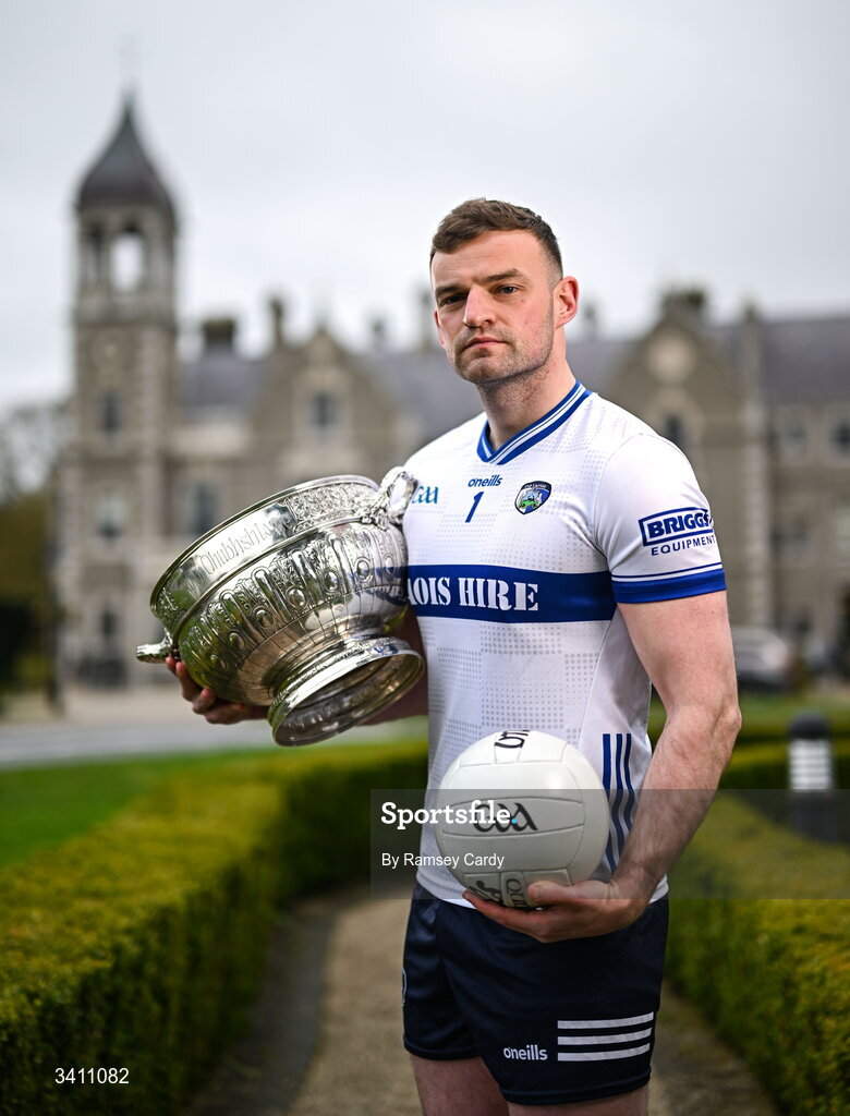 31 March 2026; Laois footballer Killian Roche during the launch of the 2026 Leinster GAA Senior Football Championships at Killashee Hotel in Naas, Kildare. Photo by Ramsey Cardy/Sportsfile