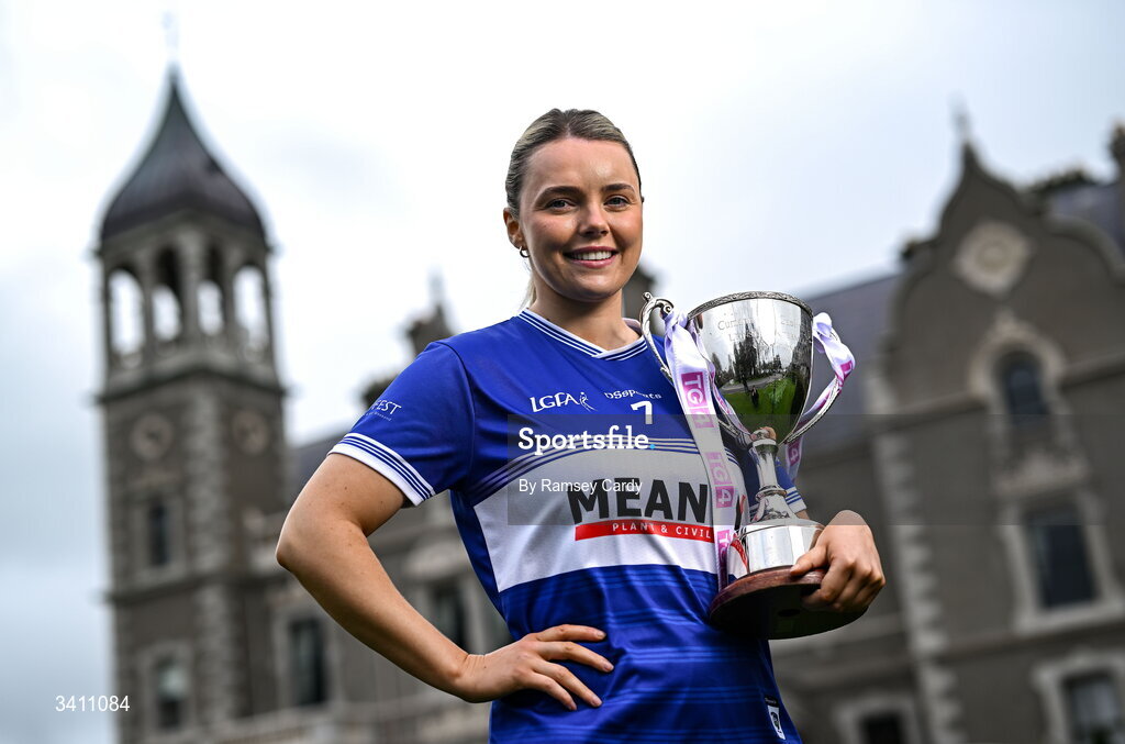 31 March 2026; Laois ladies footballer Andrea Moran during the launch of the 2026 Leinster LGFA Championships at Killashee Hotel in Naas, Kildare. Photo by Ramsey Cardy/Sportsfile