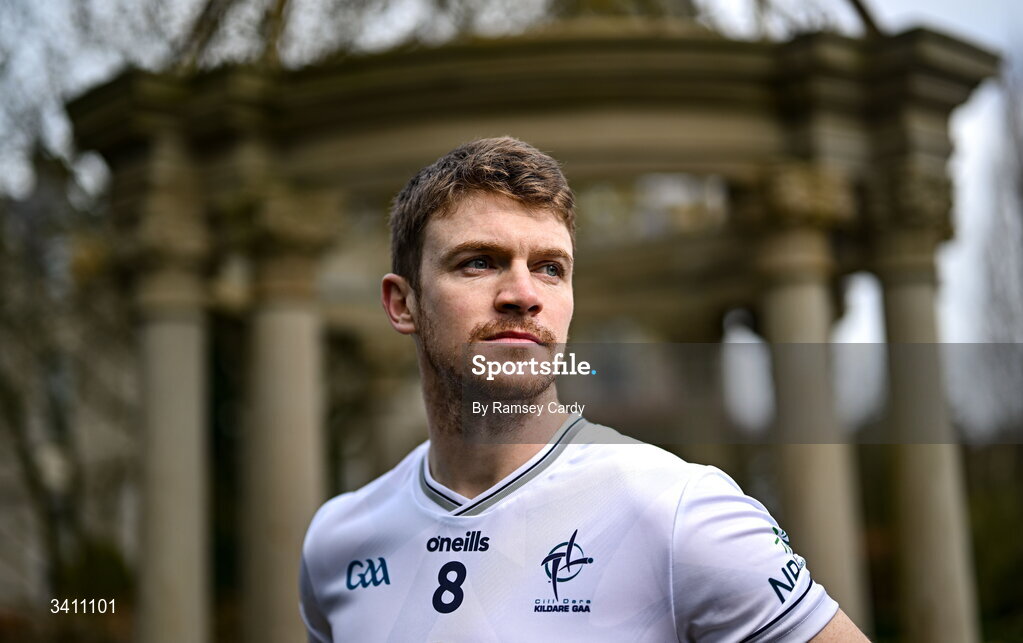 31 March 2026; Kildare footballer Kevin Feely during the launch of the 2026 Leinster GAA Senior Football Championships at Killashee Hotel in Naas, Kildare. Photo by Ramsey Cardy/Sportsfile
