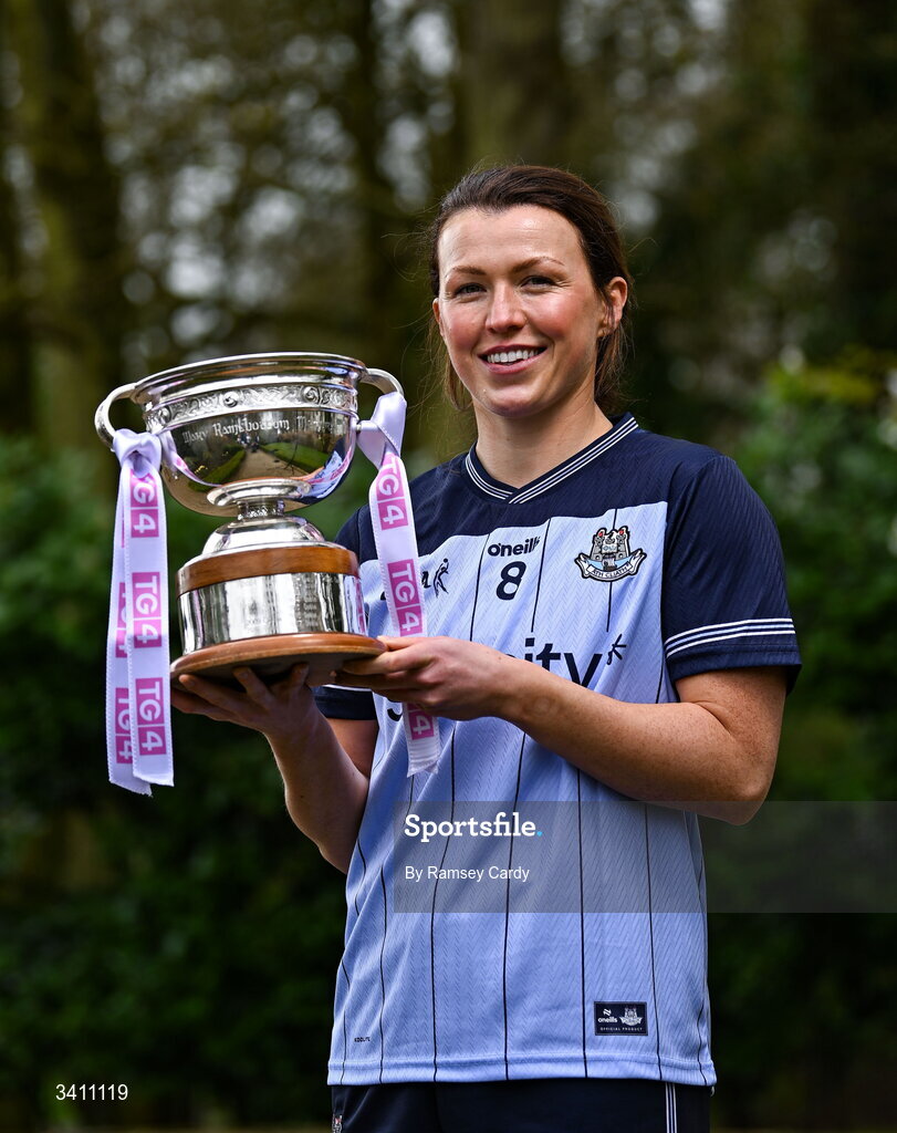 31 March 2026; Leah Caffrey of Dublin during the launch of the 2026 Leinster LGFA Championships at Killashee Hotel in Naas, Kildare. Photo by Ramsey Cardy/Sportsfile