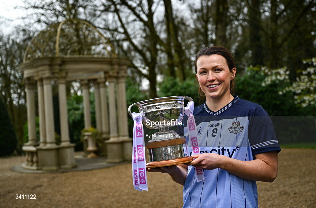 31 March 2026; Leah Caffrey of Dublin during the launch of the 2026 Leinster LGFA Championships at Killashee Hotel in Naas, Kildare. Photo by Ramsey Cardy/Sportsfile