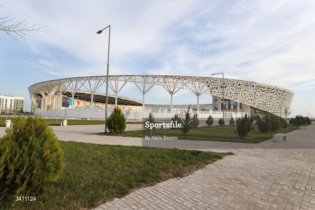 31 March 2026; A general view of the stadium ahead of the UEFA European U21 Championship qualifier match between Kazakhstan and Republic of Ireland at Turkistan Arena in Turkeistan, Kazakhstan. Photo by Nikita Bassov/Sportsfile