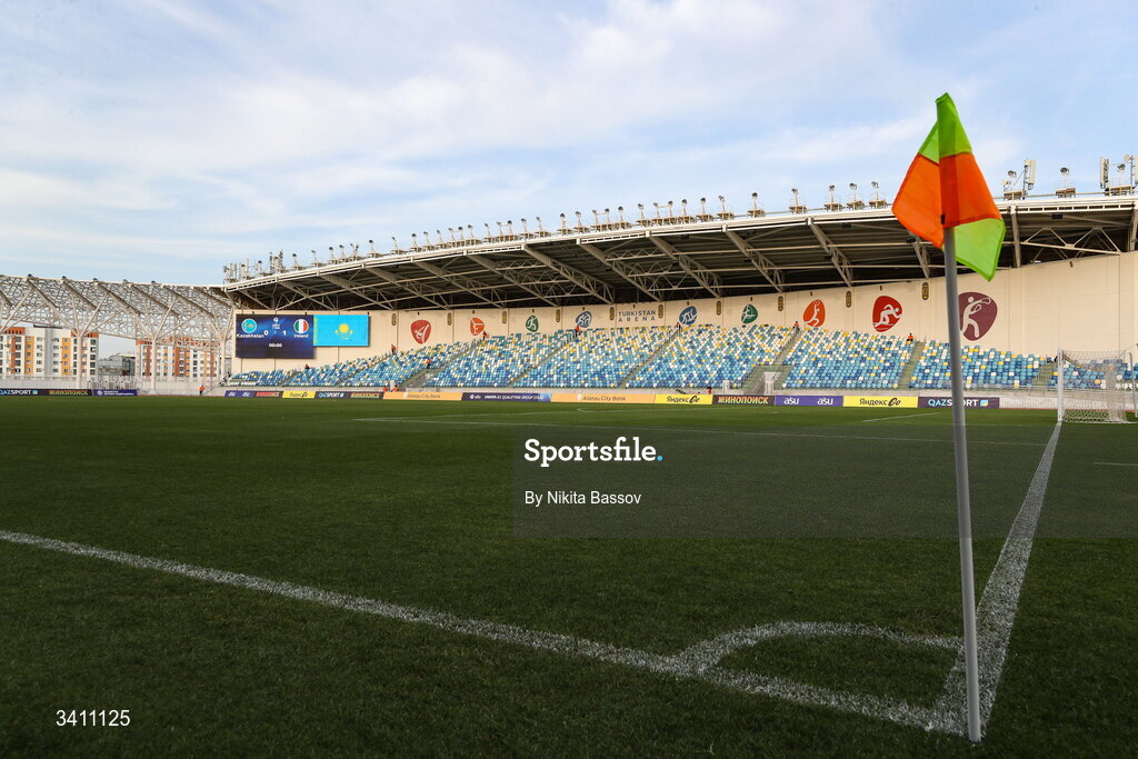 31 March 2026; A general view of the stadium ahead of the UEFA European U21 Championship qualifier match between Kazakhstan and Republic of Ireland at Turkistan Arena in Turkeistan, Kazakhstan. Photo by Nikita Bassov/Sportsfile