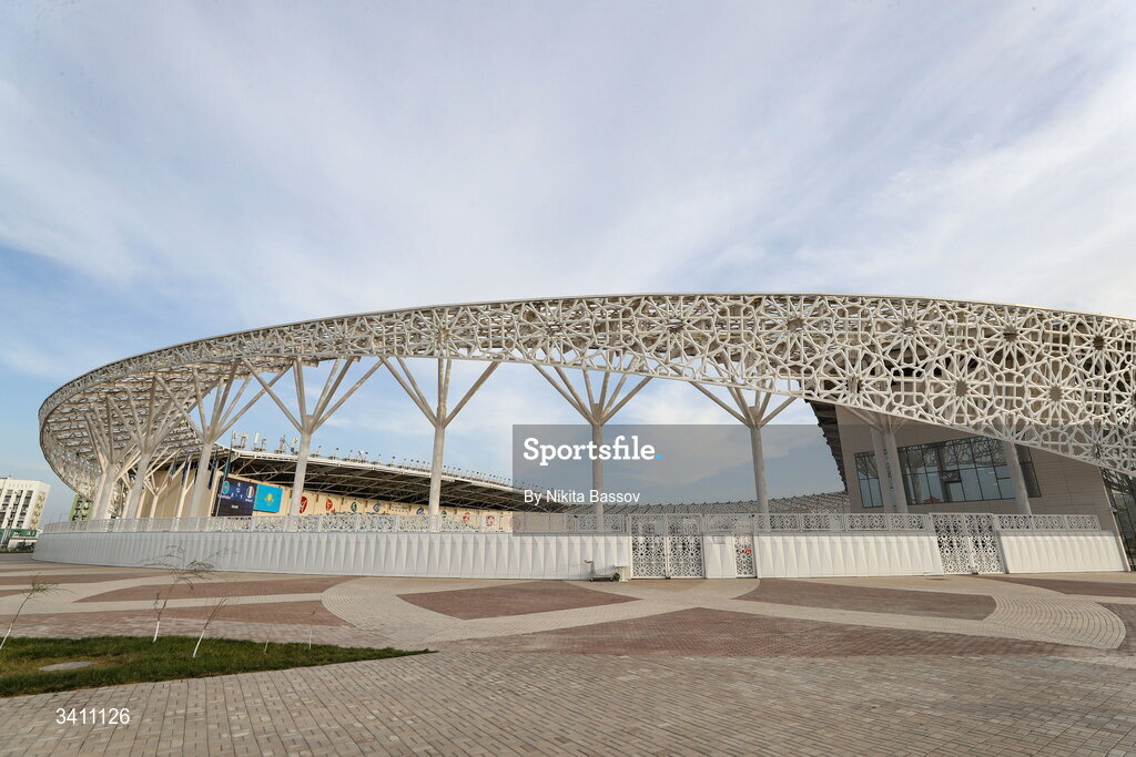 31 March 2026; A general view of the stadium ahead of the UEFA European U21 Championship qualifier match between Kazakhstan and Republic of Ireland at Turkistan Arena in Turkeistan, Kazakhstan. Photo by Nikita Bassov/Sportsfile
