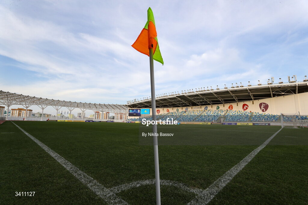 31 March 2026; A general view of the stadium ahead of the UEFA European U21 Championship qualifier match between Kazakhstan and Republic of Ireland at Turkistan Arena in Turkeistan, Kazakhstan. Photo by Nikita Bassov/Sportsfile