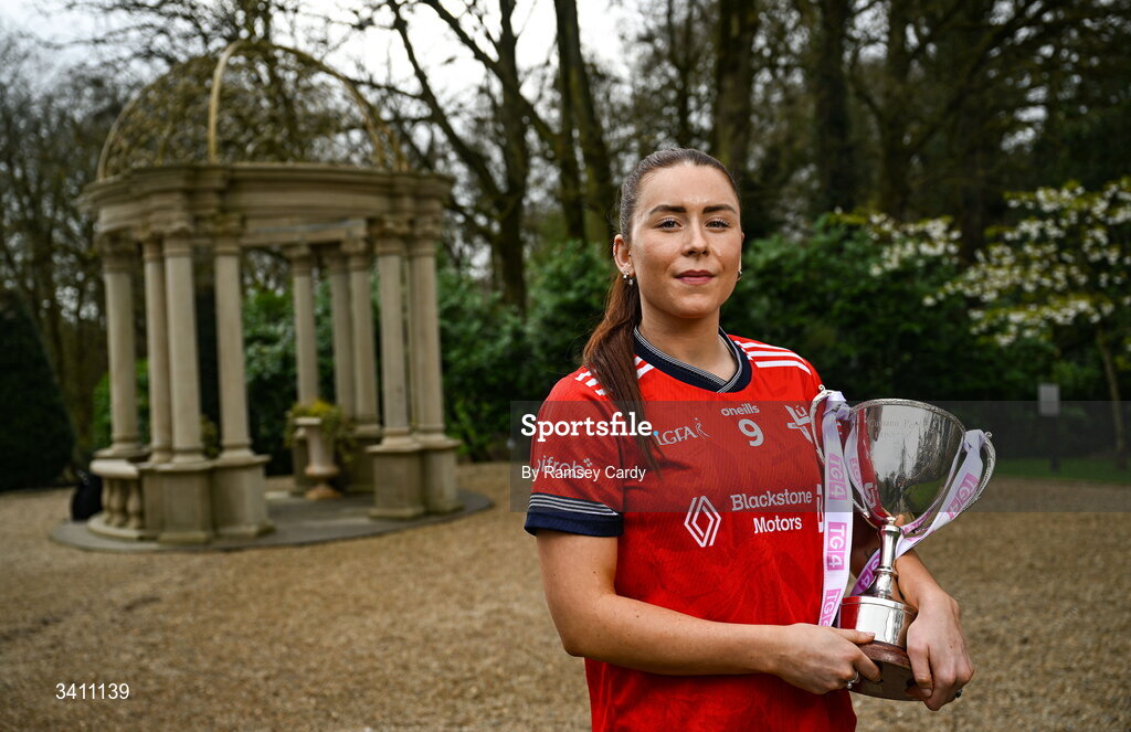 31 March 2026; Áine Breen of Louth during the launch of the 2026 Leinster LGFA Championships at Killashee Hotel in Naas, Kildare. Photo by Ramsey Cardy/Sportsfile