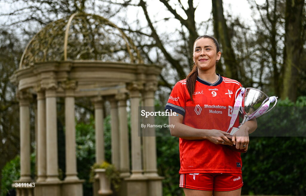 31 March 2026; Áine Breen of Louth during the launch of the 2026 Leinster LGFA Championships at Killashee Hotel in Naas, Kildare. Photo by Ramsey Cardy/Sportsfile