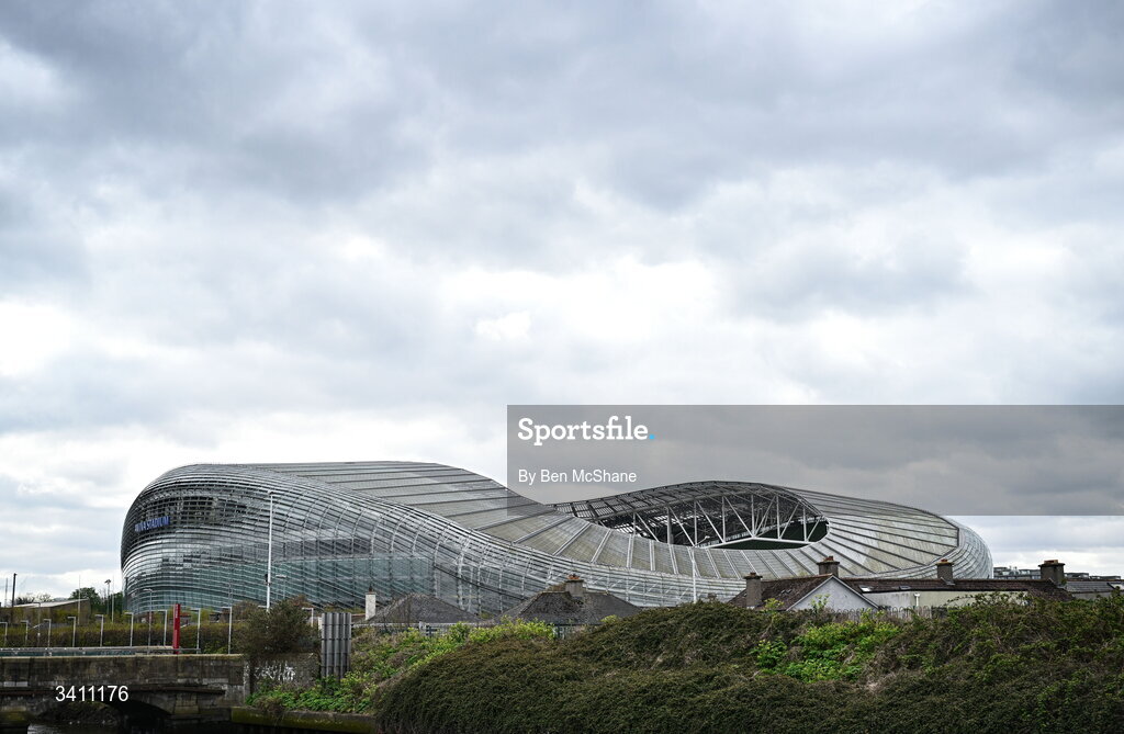 31 March 2026; A general view outside the Aviva Stadium before the international friendly match between Republic of Ireland and North Macedonia at Aviva Stadium in Dublin. Photo by Ben McShane/Sportsfile