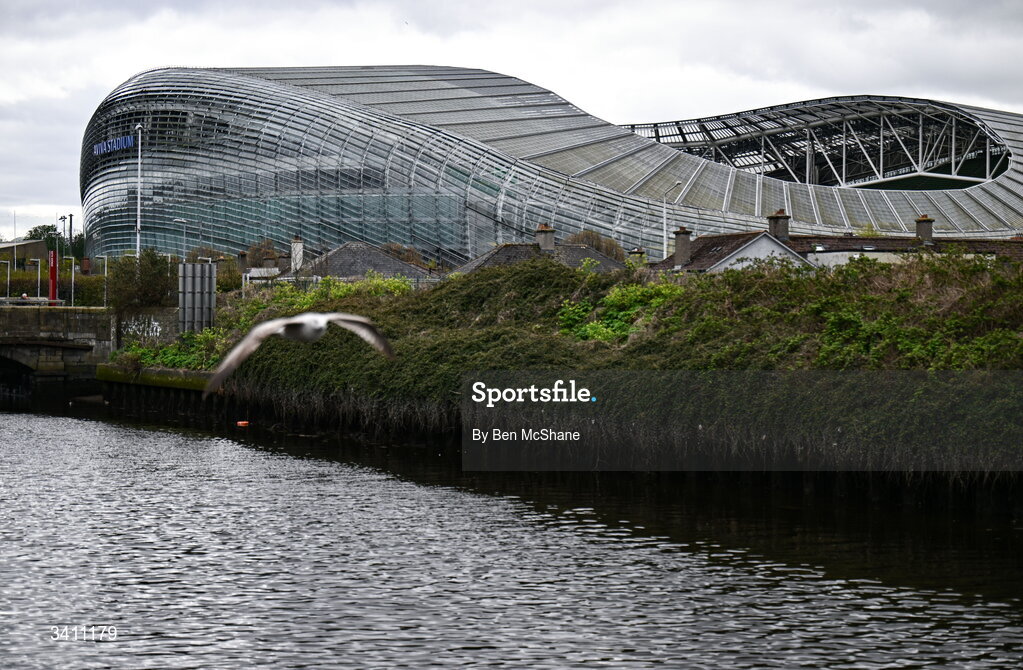 31 March 2026; A general view outside the Aviva Stadium before the international friendly match between Republic of Ireland and North Macedonia at Aviva Stadium in Dublin. Photo by Ben McShane/Sportsfile