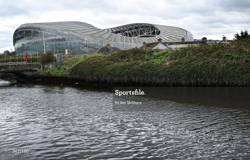 31 March 2026; A general view outside the Aviva Stadium before the international friendly match between Republic of Ireland and North Macedonia at Aviva Stadium in Dublin. Photo by Ben McShane/Sportsfile