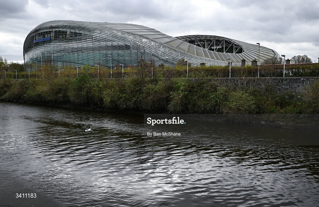 31 March 2026; A general view outside the Aviva Stadium before the international friendly match between Republic of Ireland and North Macedonia at Aviva Stadium in Dublin. Photo by Ben McShane/Sportsfile