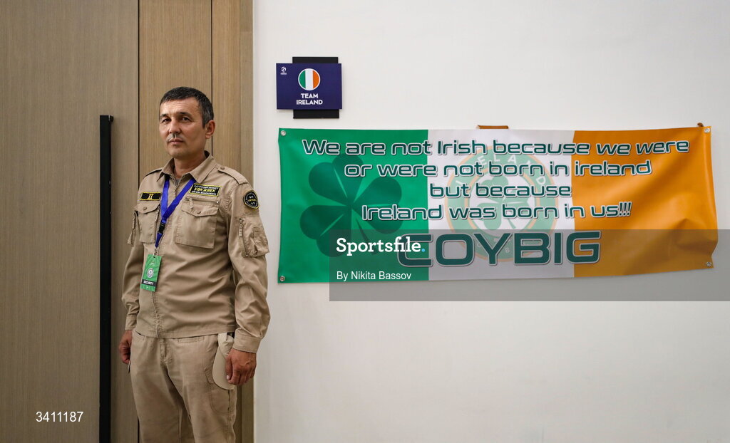 31 March 2026; A general view outside the away dressing room ahead of the UEFA European U21 Championship qualifier match between Kazakhstan and Republic of Ireland at Turkistan Arena in Turkeistan, Kazakhstan. Photo by Nikita Bassov/Sportsfile