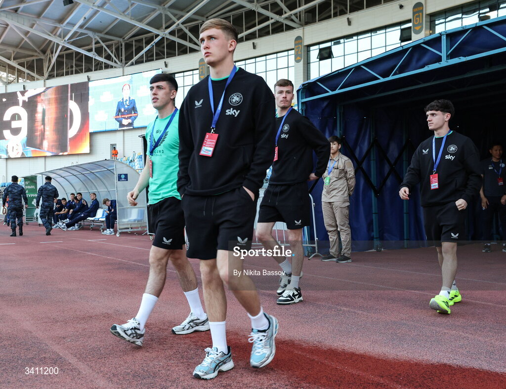 31 March 2026; Michael Noonan of Republic of Ireland before the UEFA European U21 Championship qualifier match between Kazakhstan and Republic of Ireland at Turkistan Arena in Turkeistan, Kazakhstan. Photo by Nikita Bassov/Sportsfile