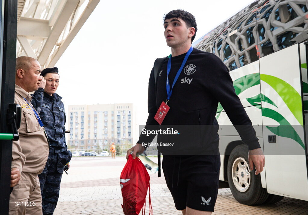 31 March 2026; Sean Patton of Republic of Ireland before the UEFA European U21 Championship qualifier match between Kazakhstan and Republic of Ireland at Turkistan Arena in Turkeistan, Kazakhstan. Photo by Nikita Bassov/Sportsfile