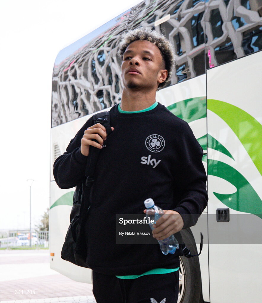 31 March 2026; Trent Kone-Doherty of Republic of Ireland before the UEFA European U21 Championship qualifier match between Kazakhstan and Republic of Ireland at Turkistan Arena in Turkeistan, Kazakhstan. Photo by Nikita Bassov/Sportsfile