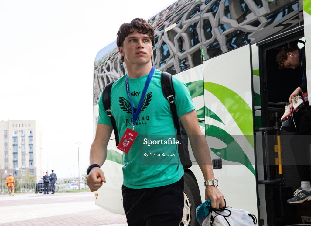 31 March 2026; Conor McManus of Republic of Ireland before the UEFA European U21 Championship qualifier match between Kazakhstan and Republic of Ireland at Turkistan Arena in Turkeistan, Kazakhstan. Photo by Nikita Bassov/Sportsfile