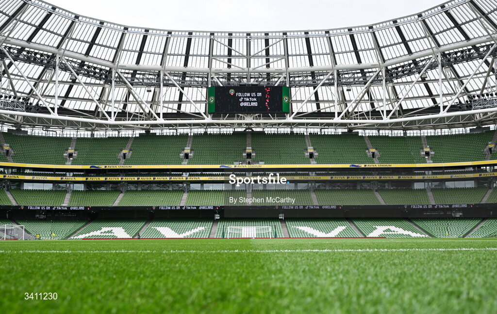 31 March 2026; A general view of Aviva Stadium before the international friendly match between Republic of Ireland and North Macedonia at Aviva Stadium in Dublin. Photo by Stephen McCarthy/Sportsfile