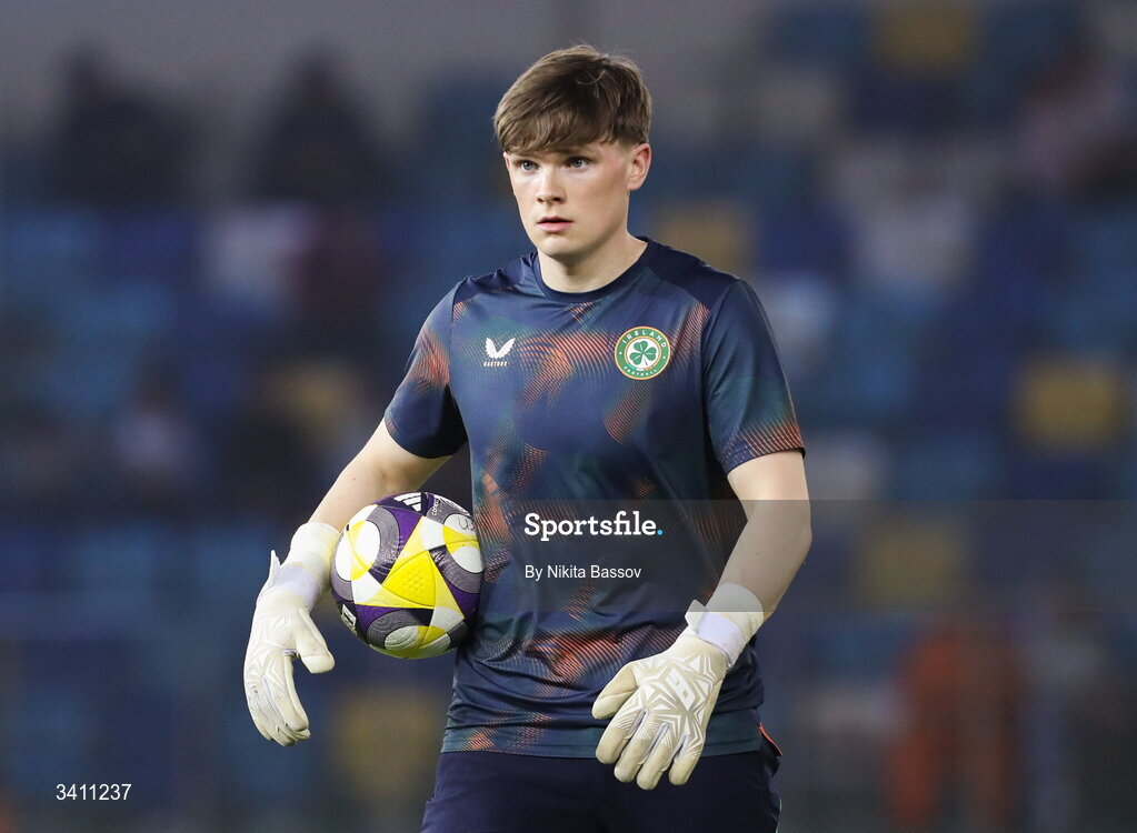 31 March 2026; Conor Walsh of Republic of Ireland before the UEFA European U21 Championship qualifier match between Kazakhstan and Republic of Ireland at Turkistan Arena in Turkeistan, Kazakhstan. Photo by Nikita Bassov/Sportsfile