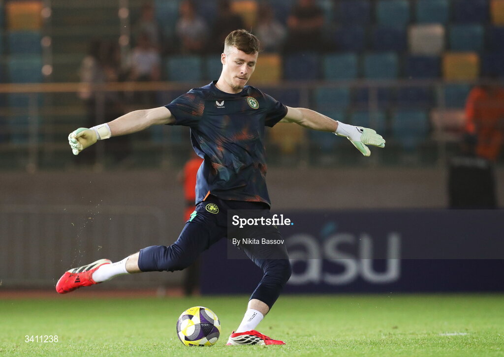 31 March 2026; Noah Jauny of Republic of Ireland before the UEFA European U21 Championship qualifier match between Kazakhstan and Republic of Ireland at Turkistan Arena in Turkeistan, Kazakhstan. Photo by Nikita Bassov/Sportsfile