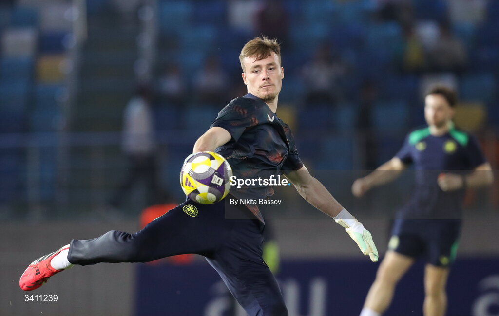 31 March 2026; Noah Jauny of Republic of Ireland before the UEFA European U21 Championship qualifier match between Kazakhstan and Republic of Ireland at Turkistan Arena in Turkeistan, Kazakhstan. Photo by Nikita Bassov/Sportsfile