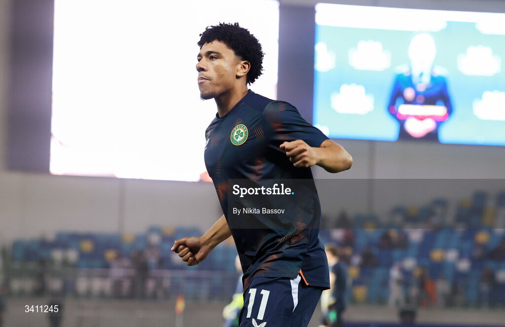 31 March 2026; Leon Ayinde of Republic of Ireland before the UEFA European U21 Championship qualifier match between Kazakhstan and Republic of Ireland at Turkistan Arena in Turkeistan, Kazakhstan. Photo by Nikita Bassov/Sportsfile