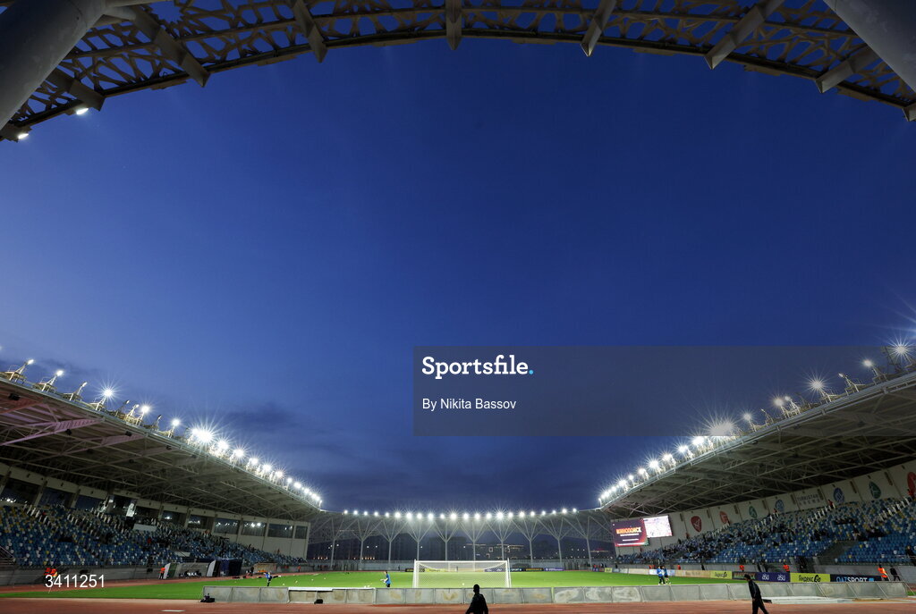 31 March 2026; A general view of the stadium ahead of the UEFA European U21 Championship qualifier match between Kazakhstan and Republic of Ireland at Turkistan Arena in Turkeistan, Kazakhstan. Photo by Nikita Bassov/Sportsfile