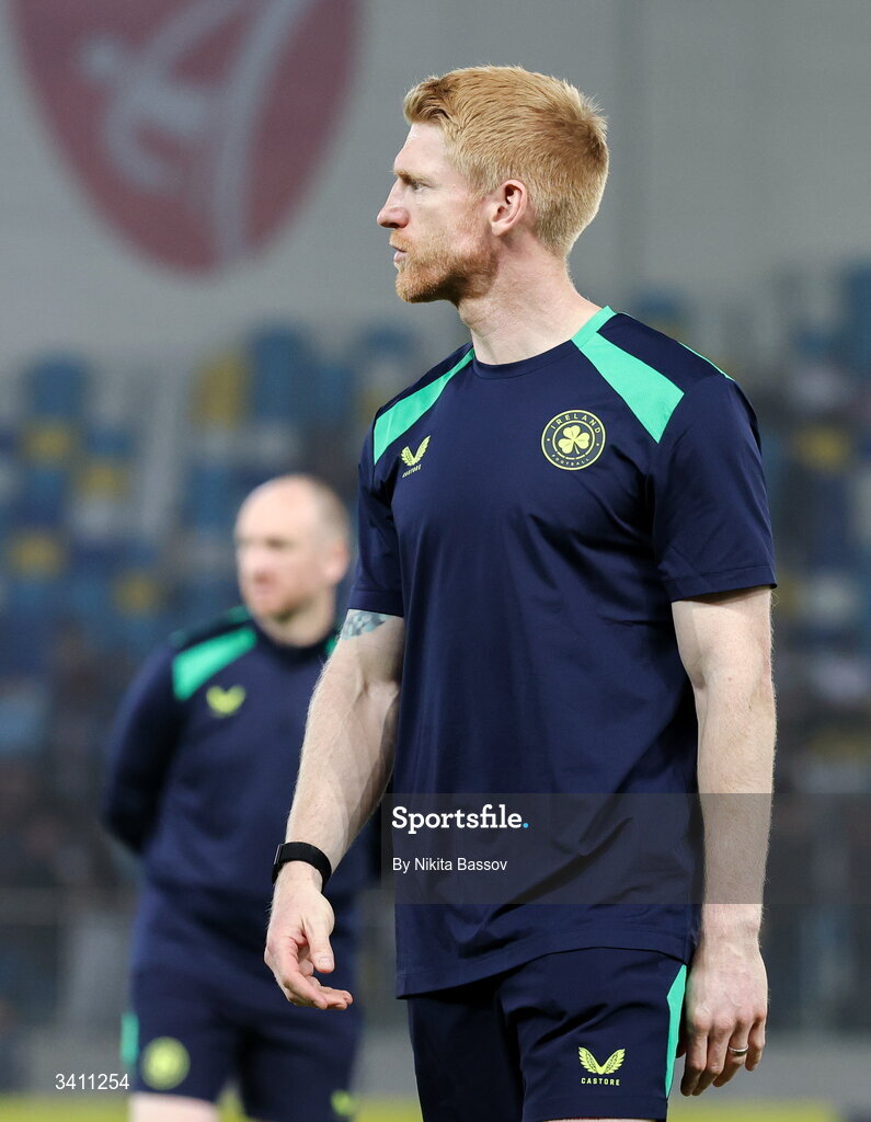 31 March 2026; Republic of Ireland coach Paul McShane before the UEFA European U21 Championship qualifier match between Kazakhstan and Republic of Ireland at Turkistan Arena in Turkeistan, Kazakhstan. Photo by Nikita Bassov/Sportsfile