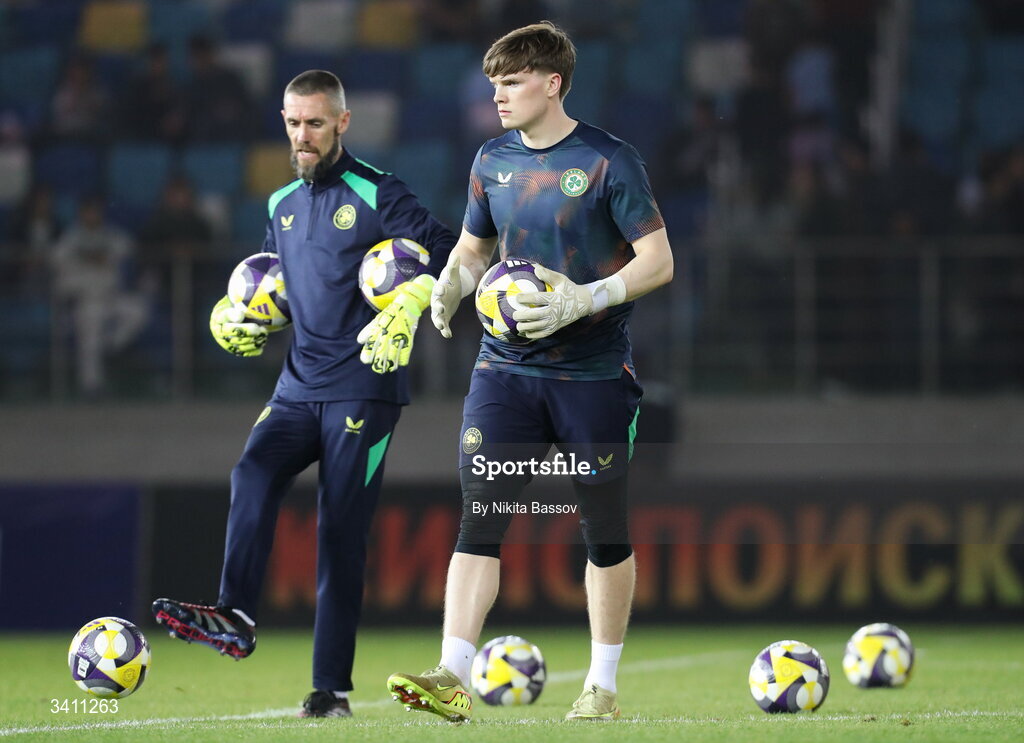 31 March 2026; Conor Walsh of Republic of Ireland before the UEFA European U21 Championship qualifier match between Kazakhstan and Republic of Ireland at Turkistan Arena in Turkeistan, Kazakhstan. Photo by Nikita Bassov/Sportsfile